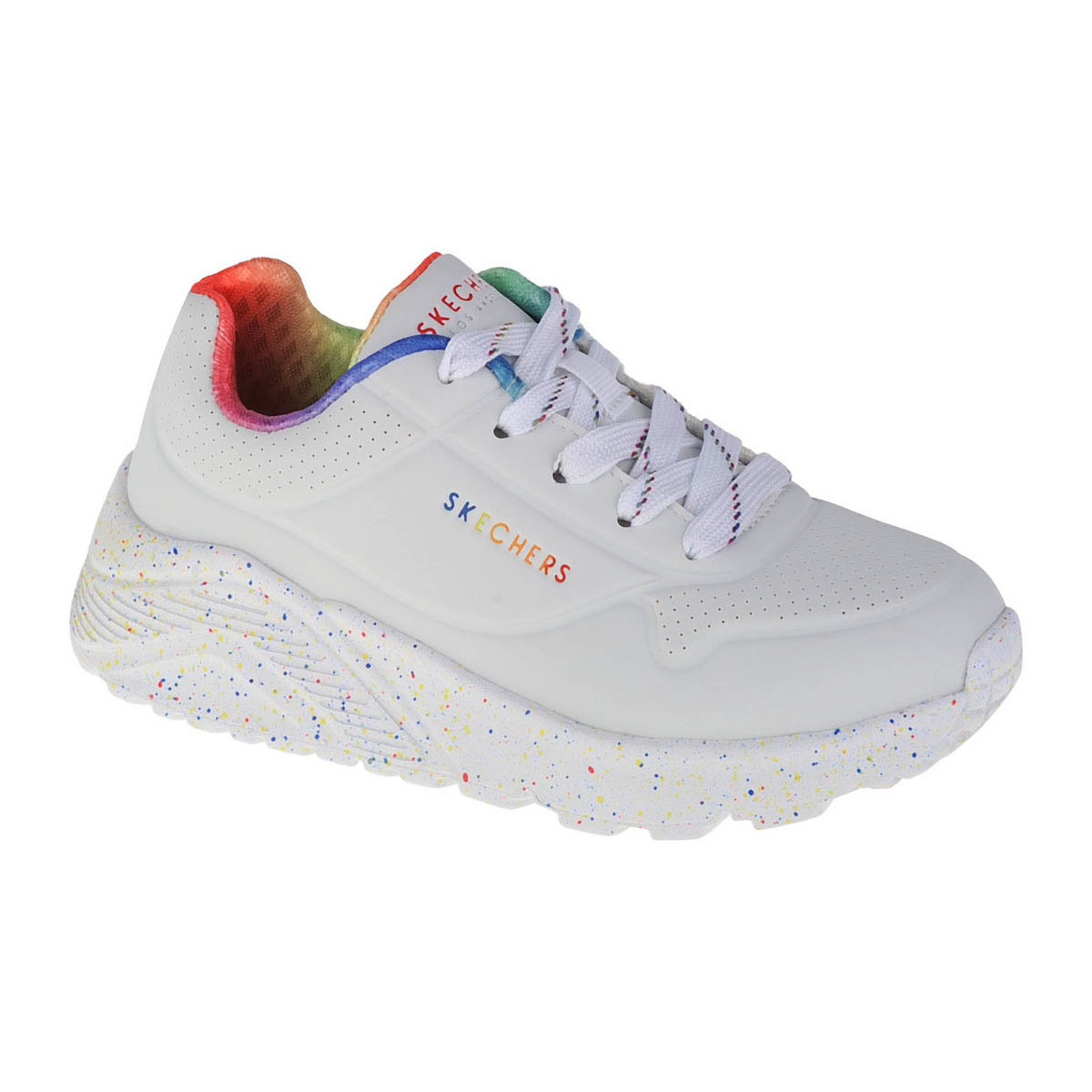 Boty Dívčí Nízké tenisky Skechers Uno Lite Rainbow Speckle Bílá
