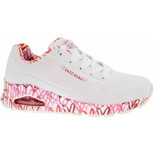 Boty Ženy Šněrovací polobotky  & Šněrovací společenská obuv Skechers Uno - Loving Love white-red-pink Bílá