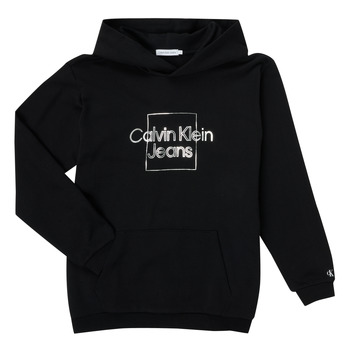Textil Dívčí Mikiny Calvin Klein Jeans METALLIC BOX LOGO RELAXED HOODIE Černá