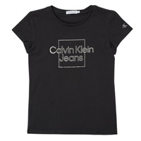 Textil Dívčí Trička s krátkým rukávem Calvin Klein Jeans METALLIC BOX SLIM FIT T-SHIRT Černá