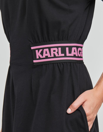 Karl Lagerfeld JERSEY DRESS W/LOGO WAIST Černá