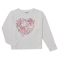 Textil Dívčí Trička s dlouhými rukávy Desigual ALBA Bílá / Růžová