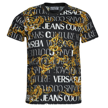 Textil Muži Trička s krátkým rukávem Versace Jeans Couture 73GAH6S0-G89 Černá / Bílá / Žlutá