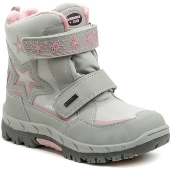 Boty Dívčí Kotníkové boty American Club HL45-20 šedo růžové dětské zimní boty Šedá/růžová