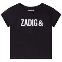 Textil Dívčí Trička s krátkým rukávem Zadig & Voltaire X15369-09B Černá
