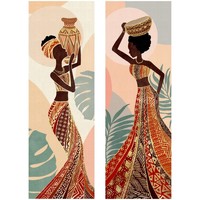 Bydlení Obrazy / plátna Signes Grimalt Africká Žena Malování 2 Jednotky Černá