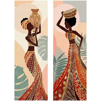 Bydlení Obrazy / plátna Signes Grimalt Africká Žena Malování 2 Jednotky Černá