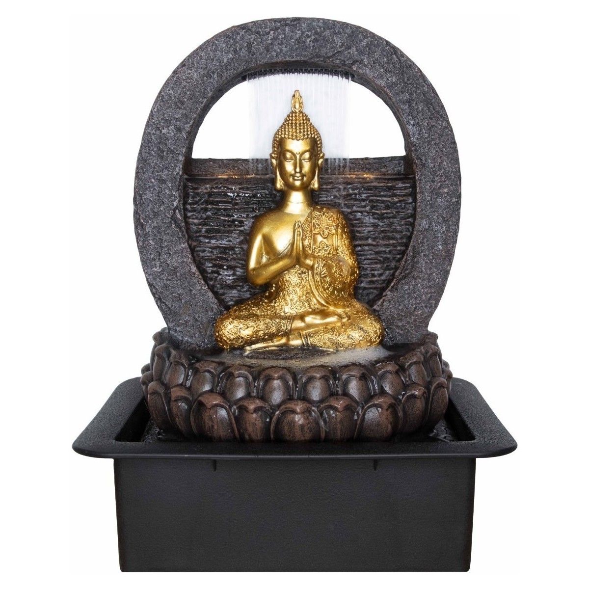 Bydlení Sošky a figurky Signes Grimalt Buddha Fontána Se Světlem Zlatá