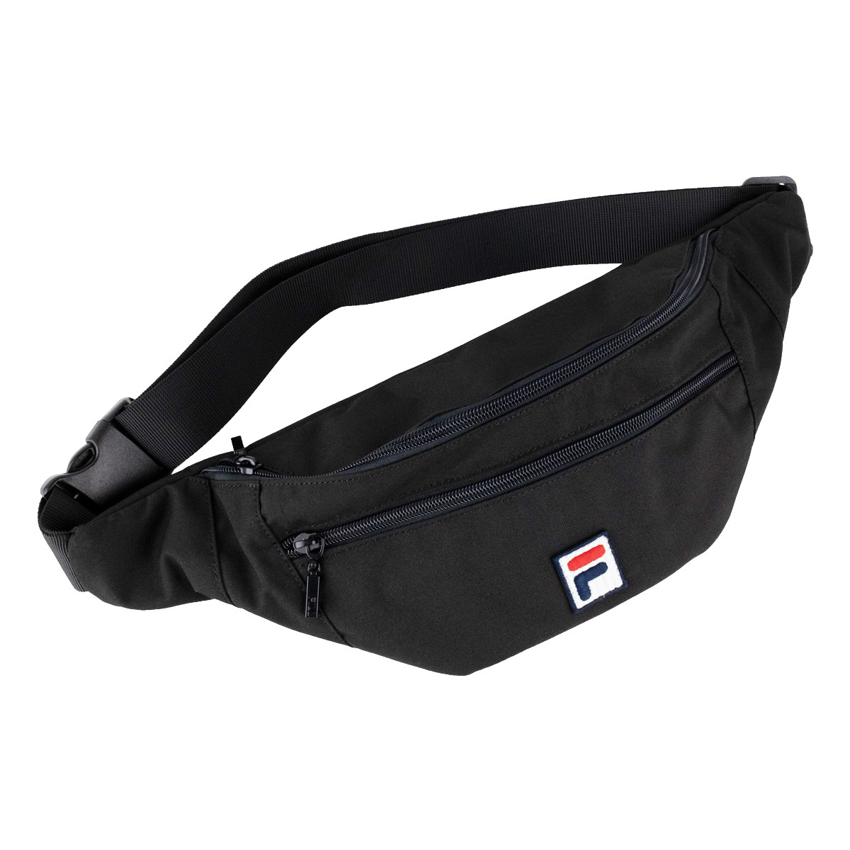 Taška Sportovní tašky Fila Bissau Coated Canvas Double Zipper Waist Bag Černá