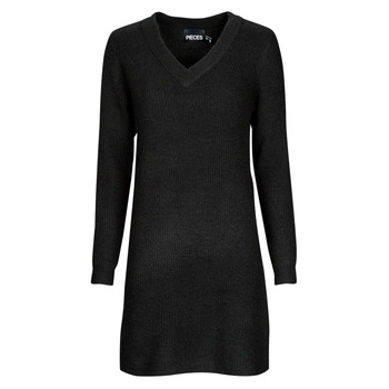 Textil Ženy Krátké šaty Pieces PCELLEN LS V-NECK KNIT DRESS Černá