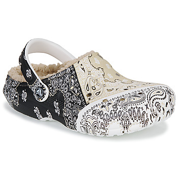 Boty Ženy Pantofle Crocs CLASSIC LINED BANDANA CLOG Bílá / Béžová / Černá