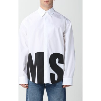 Textil Muži Košile s dlouhymi rukávy Msgm  Bílá