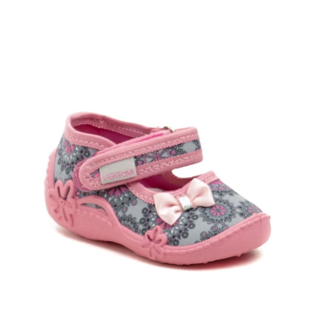 Boty Dívčí Bačkůrky pro miminka Vi-Gga-Mi růžové dětské plátěné sandálky BIANKA Šedá