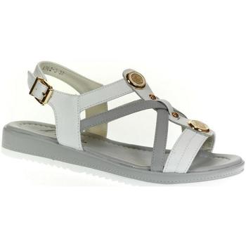 Boty Ženy Sandály Wde Dámske kožené bielo-sivé sandále KERY Bílá