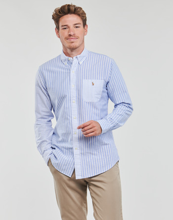 Textil Muži Košile s dlouhymi rukávy Polo Ralph Lauren CUBDPPPKS-LONG SLEEVE-SPORT SHIRT Modrá / Bílá