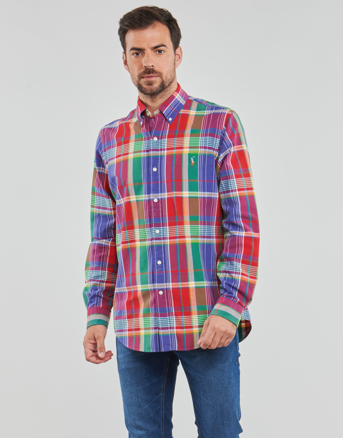 Textil Muži Košile s dlouhymi rukávy Polo Ralph Lauren CUBDPPCS-LONG SLEEVE-SPORT SHIRT Červená / Modrá