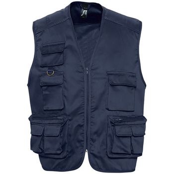 Textil Muži Oblekové vesty Sols WILD - CHALECO REPORTERO MULTIBOLSILLOS Modrá