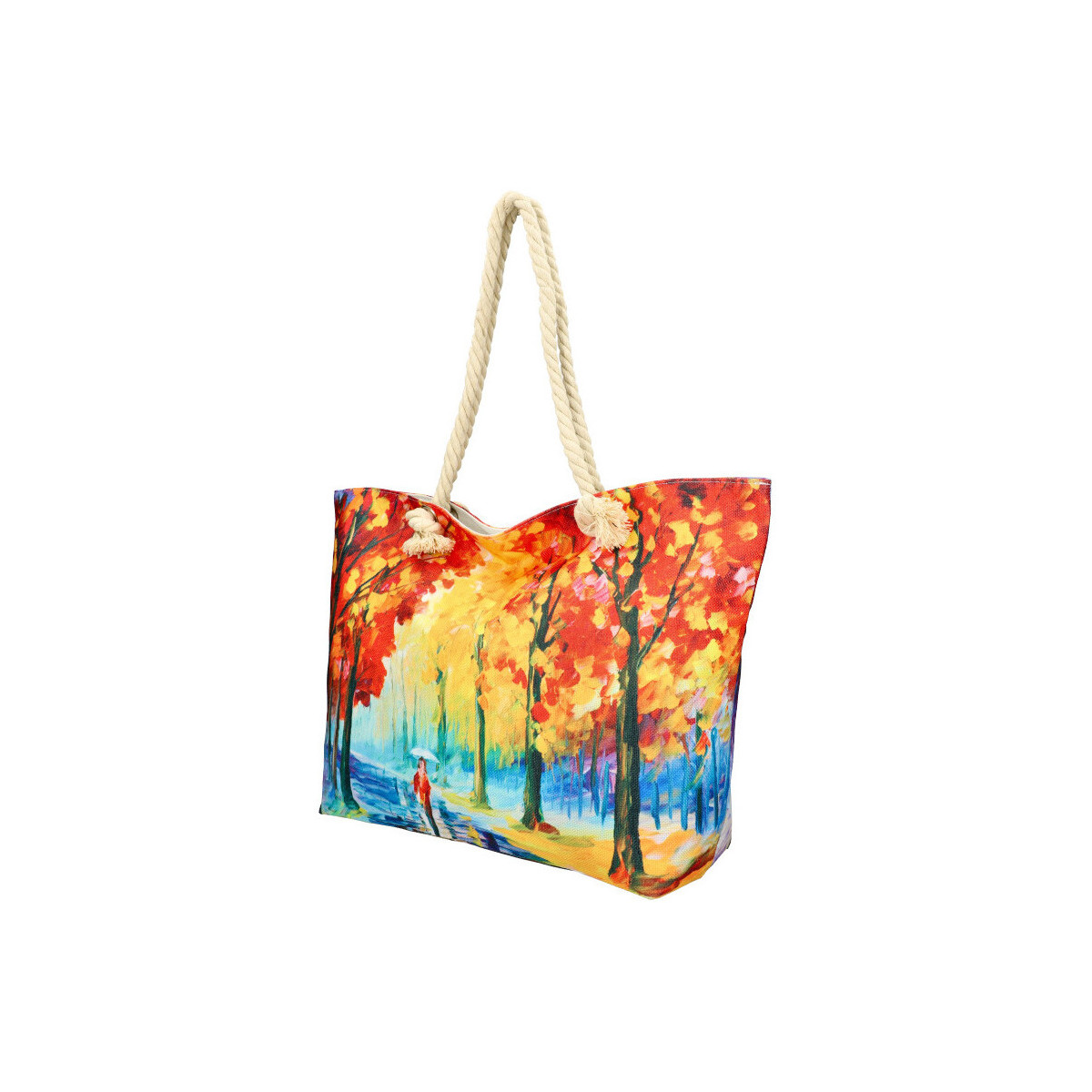 Taška Ženy Kabelky přes rameno Linea Moda Velká plážová taška v malovaném designu multicolor HB003 Oranžová