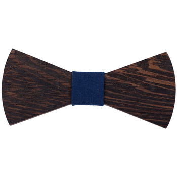 Textil Muži Kravaty a doplňky The Bow Bow Ties Pánský dřevěný motýlek Dark s modrou stuhou Tmavě modrá