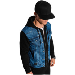 Textil Muži Riflové bundy Ombre Pánská přechodová džínová bunda Brayden Černá/Modrá tmavá