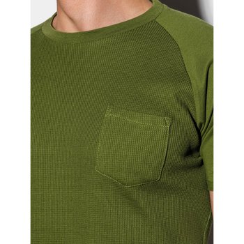 Ombre Pánské basic tričko Henshaw olivové Zelená