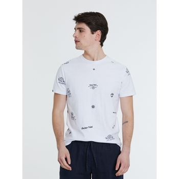 Textil Muži Trička s krátkým rukávem Piazza Italia Pánské tričko Anchor bílé S Bílá