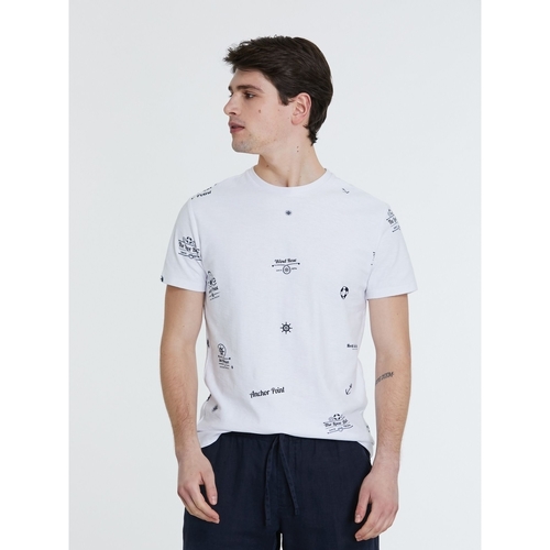 Textil Muži Trička s krátkým rukávem Piazza Italia Pánské tričko Anchor bílé Bílá