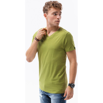 Ombre Pánské basic tričko Oliver olivová Zelená