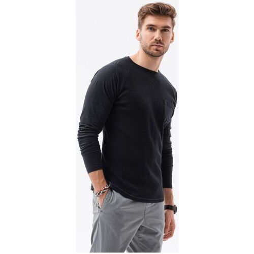 Textil Muži Trička s krátkým rukávem Ombre Pánské basic tričko s dlouhým rukávem Nicolás Černá