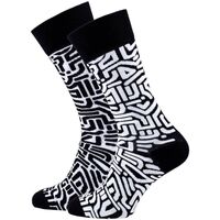 Doplňky  Muži Doplňky k obuvi Many Mornings Veselé vzorované ponožky Black Maze černo-bílé vel. Bílá
