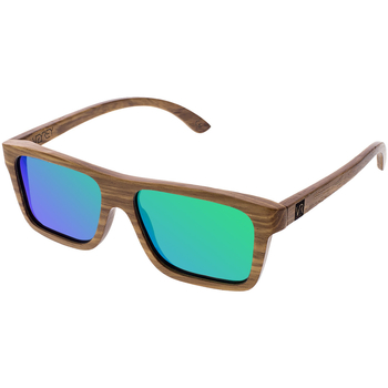 Hodinky & Bižuterie sluneční brýle Veyrey Dřevěné sluneční brýle hranaté Forest zelená skla 