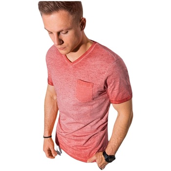 Textil Muži Trička s krátkým rukávem Ombre Pánské basic tričko Peterin korálová M Červená