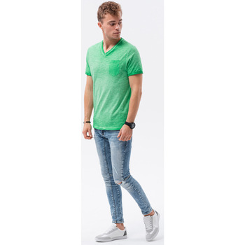 Ombre Pánské basic tričko Peterin zelená Šedá