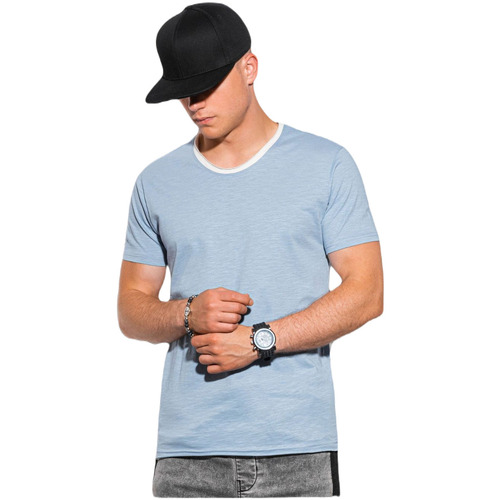 Textil Muži Trička s krátkým rukávem Ombre Pánské basic tričko Vibeke světle modrá Modrá