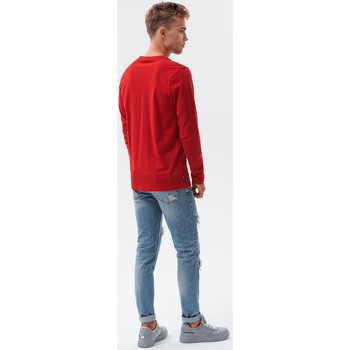 Ombre Pánské basic tričko s dlouhým rukávem Hippolyt Červená