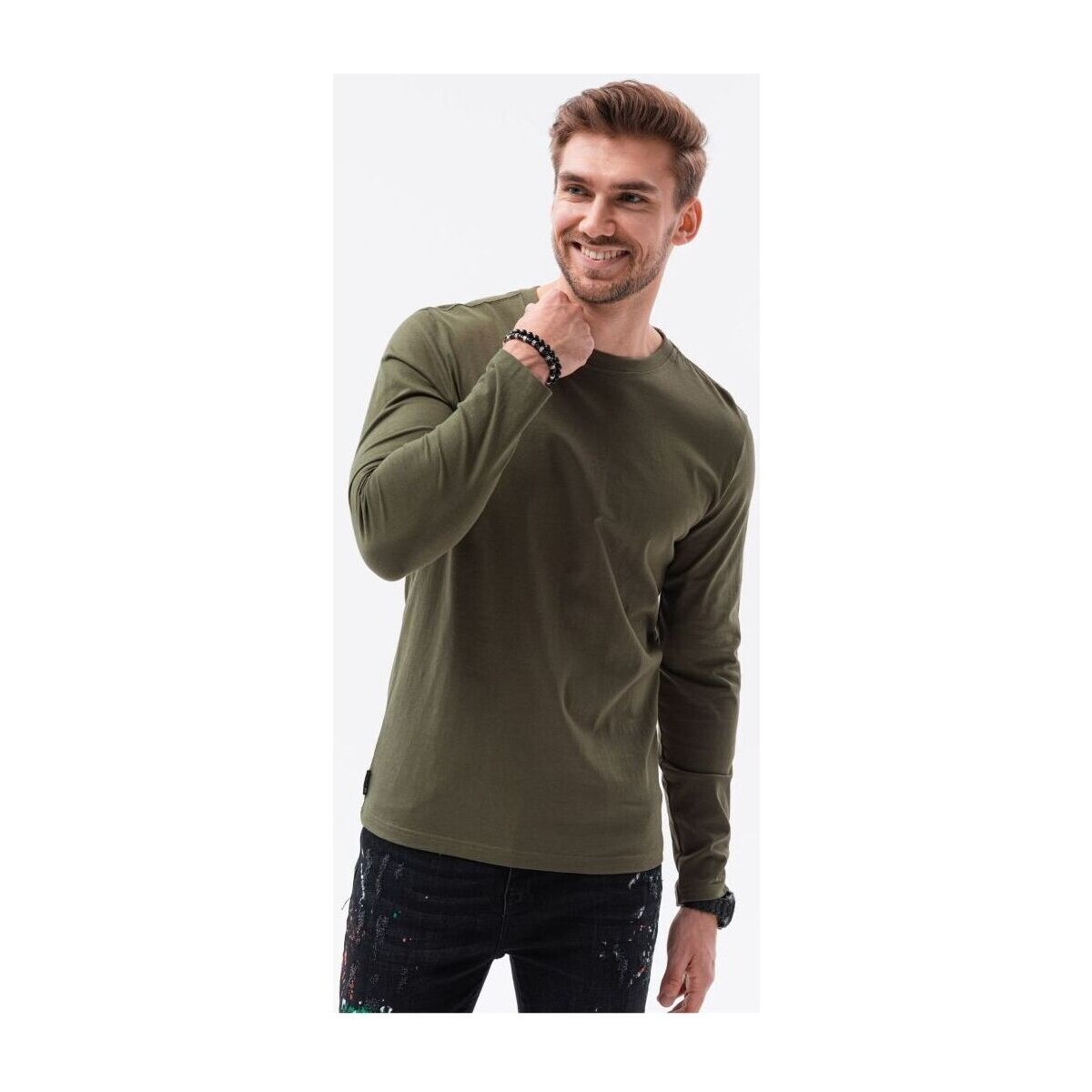Textil Muži Trička s krátkým rukávem Ombre Pánské basic tričko s dlouhým rukávem Hippolyt Zelená