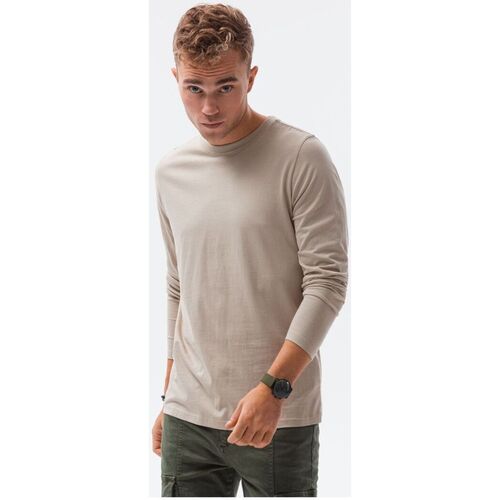 Textil Muži Trička s krátkým rukávem Ombre Pánské basic tričko s dlouhým rukávem Hippolyt Béžová