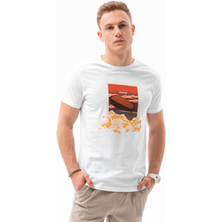Textil Muži Trička s krátkým rukávem Ombre Pánské tričko s potiskem Frederic bílá M Bílá