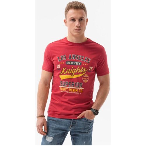 Textil Muži Trička s krátkým rukávem Ombre Pánské tričko s potiskem Patrick červená Červená