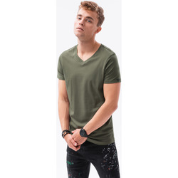 Textil Muži Trička s krátkým rukávem Ombre Pánské basic tričko Oliver tmavě olivová S Zelená