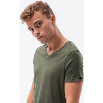 Ombre Pánské basic tričko Oliver tmavě olivová Zelená