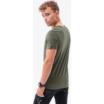 Ombre Pánské basic tričko Oliver tmavě olivová Zelená