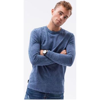 Textil Muži Trička s krátkým rukávem Ombre Pánské basic tričko s dlouhým rukávem Hippolyt navy L Tmavě modrá