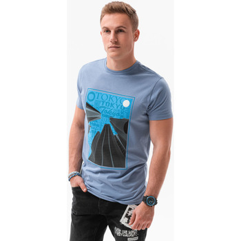 Textil Muži Trička s krátkým rukávem Ombre Pánské tričko s potiskem Alvdal modrá M Modrá