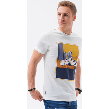 Textil Muži Trička s krátkým rukávem Ombre Pánské tričko s potiskem Lyngdal bílá M Bílá