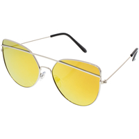 Hodinky & Bižuterie Ženy sluneční brýle Oem Dámské sluneční brýle pilotky Giant žluté stříbrné 