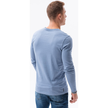 Ombre Pánské basic tričko s dlouhým rukávem Rainaki Modrá
