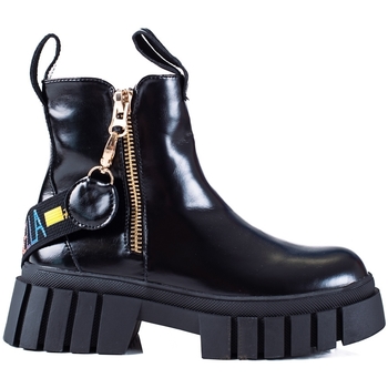 Pk Kotníkové boty Módní kotníčkové boty dámské černé na plochém podpatku - ruznobarevne