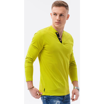 Ombre Pánské tričko s dlouhým rukávem Eliena limetková Zelená