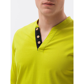 Ombre Pánské tričko s dlouhým rukávem Eliena limetková Zelená